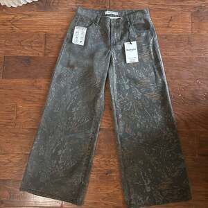 Refrain Los Angeles Printed Wide Leg Luxe Denim Jeans - Size 7